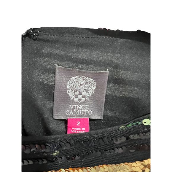 Vince Camuto Rainbow Sequin & Mesh Striped Bodycon Mini Dress Size 2 Glam Party - Picture 6 of 9